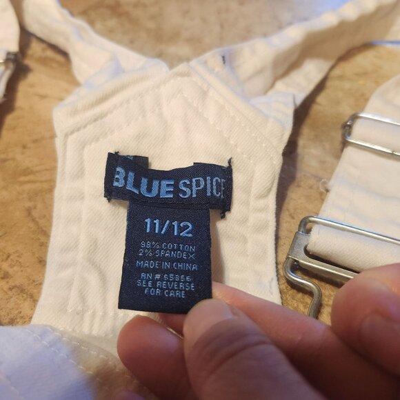 Y2K Blue Spice Women's Size 11/12 Distressed Denim Shortalls/Overalls White - Picture 3 of 8